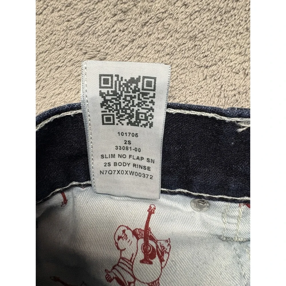 True Religion Jeans Mens Measured 37x33 Blue Slim‎ No Flap SN 2S Body Rinse